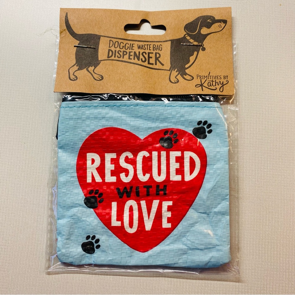 Primitives By Kathy Dog Pet Waste Bag Dispenser Pouch Rescued With Love Dog Gift
